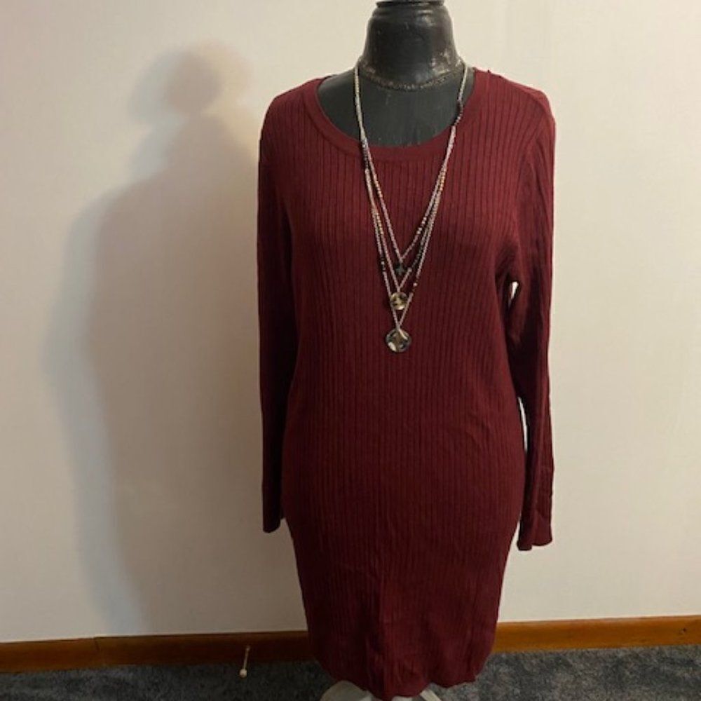 Ava & Viv Burgundy knit sweater dress, size X/14W